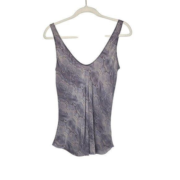 Babaton XS 100% Silk Snake Print Tank Top Lightweight Luxury Animal Purple‎ Gray - Picture 1 of 11